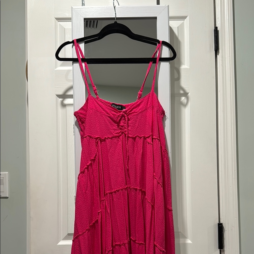 Etiquette Clothiers Pink Maxi Sundress Spaghetti Strap